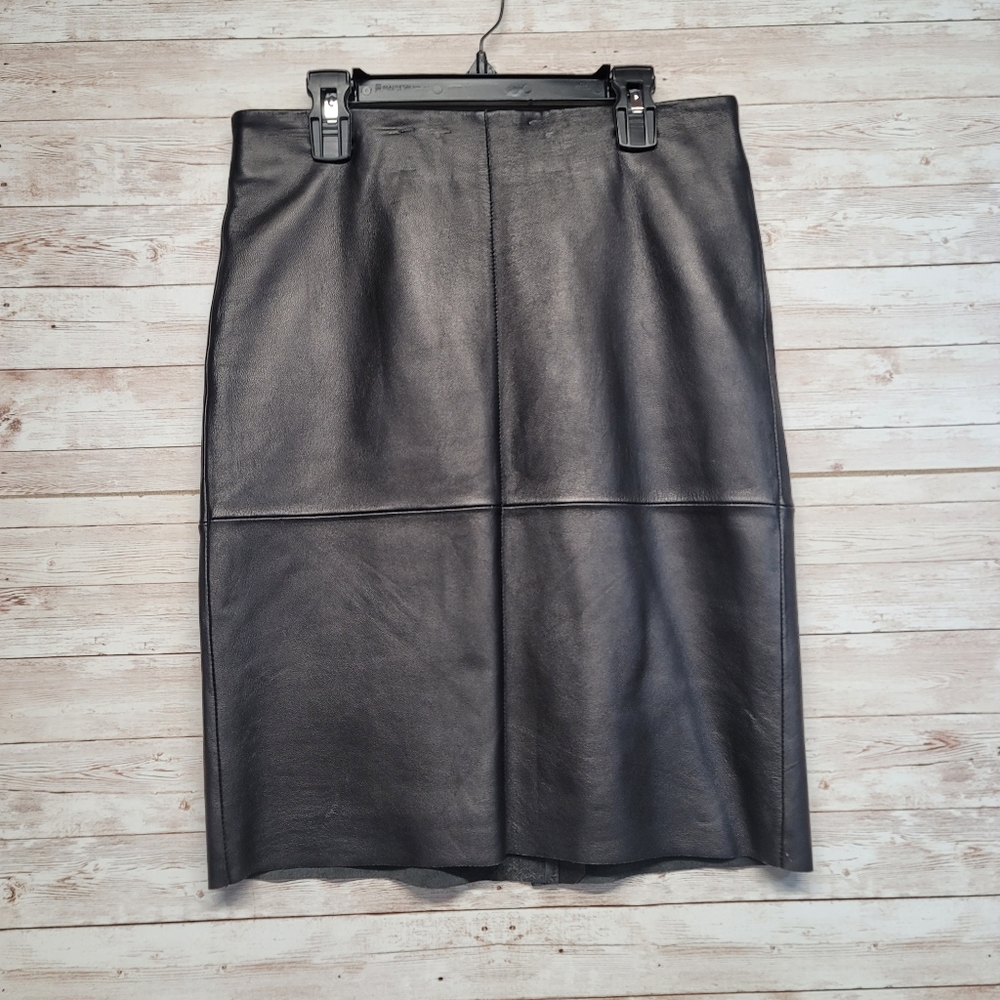Kenneth cole black Leather skirt.